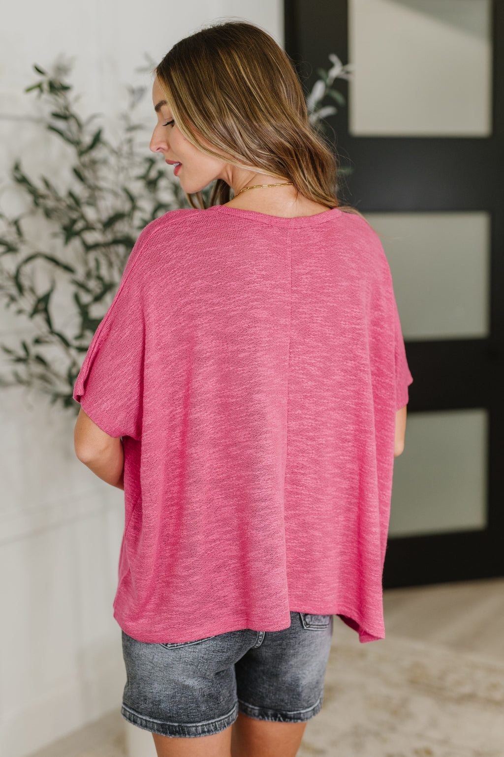 Basically Flowing Dolman Sleeve Top in Hot Pink