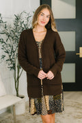 Everything Layer Waffle Knit Open Front Cardigan in Chocolate